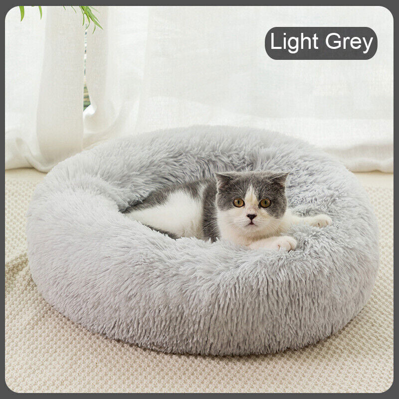 Comfy Calming Donut Extra Large Dog Cat Beds Warm Bed Pet round Plush Puppy Beds