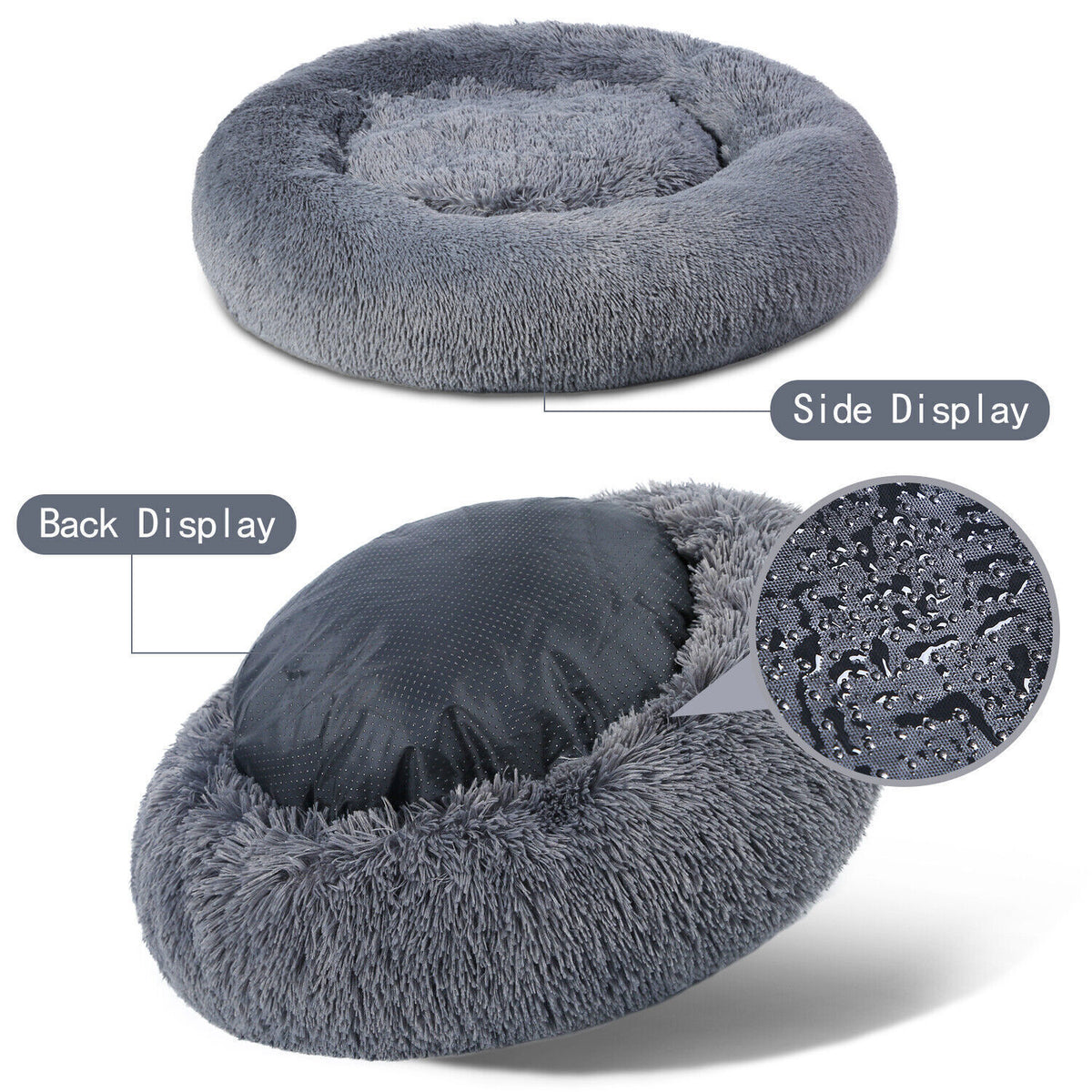 Comfy Calming Donut Extra Large Dog Cat Beds Warm Bed Pet round Plush Puppy Beds