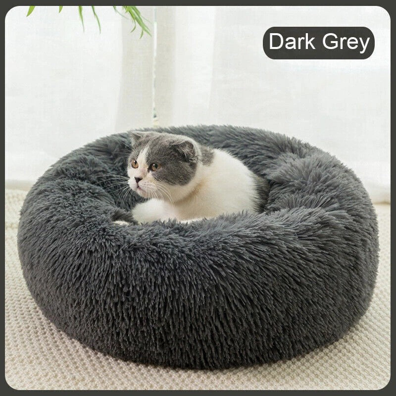 Comfy Calming Donut Bed | Extra Large Round Warm Plush Pet Bed for Dogs, Cats, and Puppies