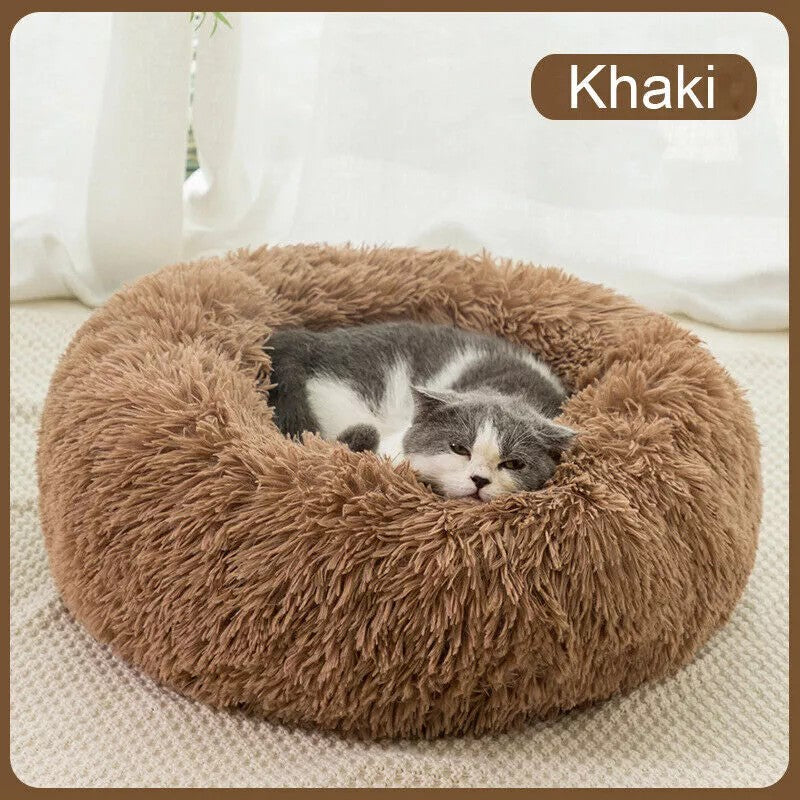 Comfy Calming Donut Bed | Extra Large Round Warm Plush Pet Bed for Dogs, Cats, and Puppies