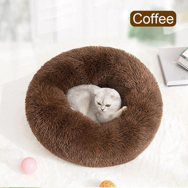 Comfy Calming Donut Bed | Extra Large Round Warm Plush Pet Bed for Dogs, Cats, and Puppies