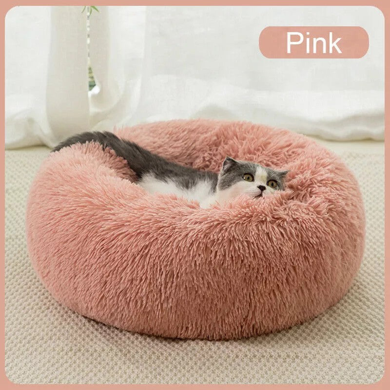Comfy Calming Donut Bed | Extra Large Round Warm Plush Pet Bed for Dogs, Cats, and Puppies