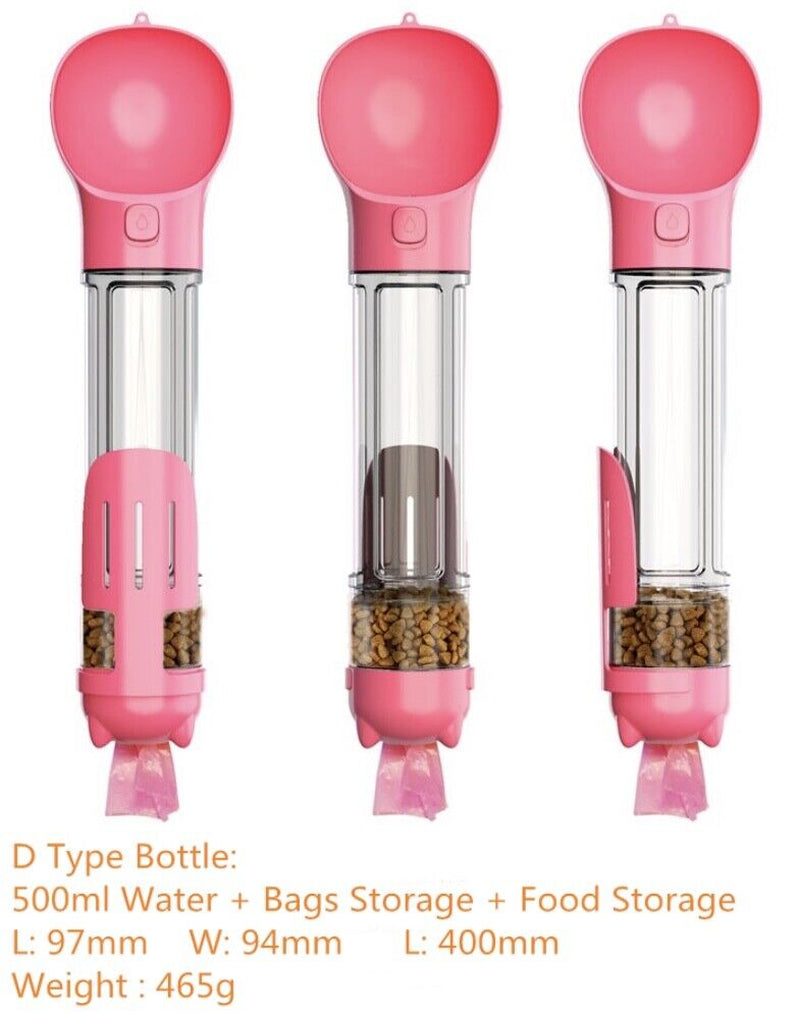 Portable Pet Water Bottle | 2-in-1 Dog Dispenser with Poo Bags | Travel Hydration & Cleanup