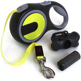 Reflective Retractable Dog Lead | Extendable Neon Hi-Viz Pet Leash for Night Walks 5M/8M