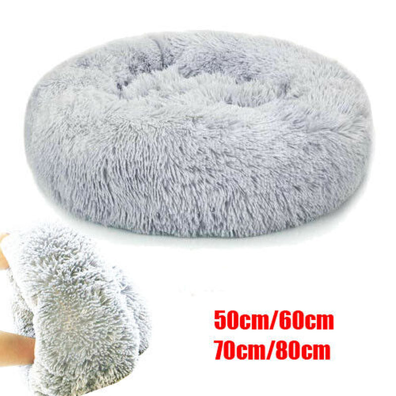 Extra Large Plush Calming Donut Bed for Dogs and Cats