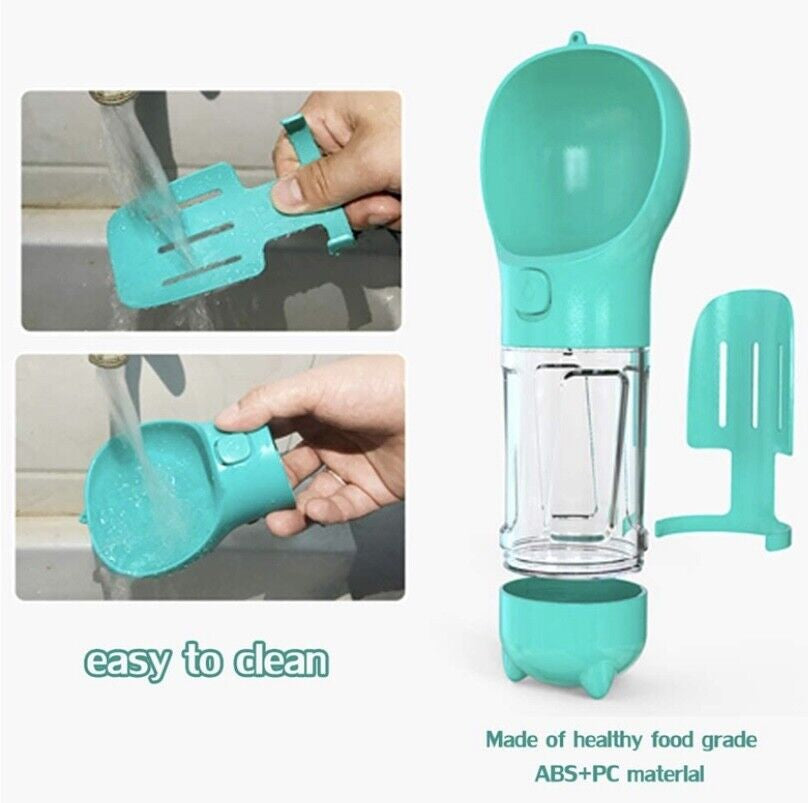 Portable Pet Water Bottle | 2-in-1 Dog Dispenser with Poo Bags | Travel Hydration & Cleanup