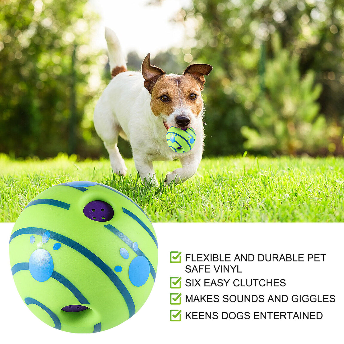 Funny Wobble Wag Giggle Ball Dog Play Training Pet Toy with Sound Hot No Harm