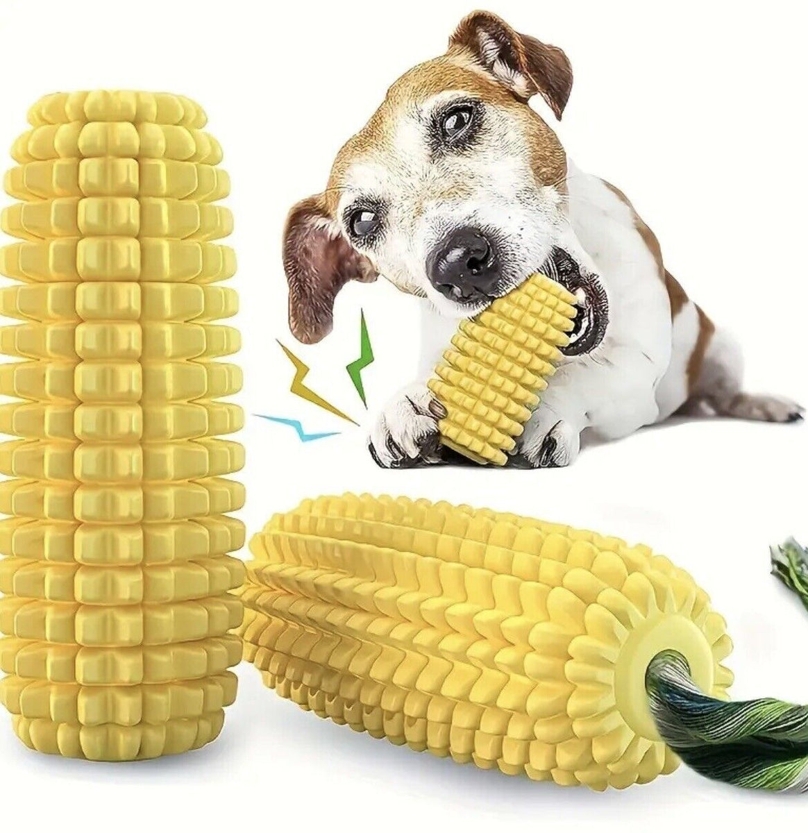 Dog Puppy Corn Chew Toys, Indestructible Squeaky Toy for Teething and Boredom UK