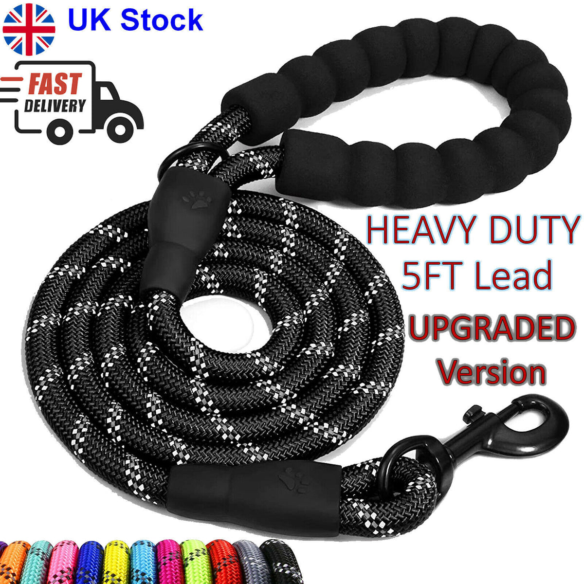 5FT Braided Rope Leash for Dogs | Strong Reflective Lead | Soft Comfort Grip | Medium/Large Dog Walks