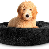 Washable Plush Donut Bed for Dogs and Cats | Calming Anti-Anxiety Pet Bed | Soft Faux Fur Surface | Sizes Small to XL