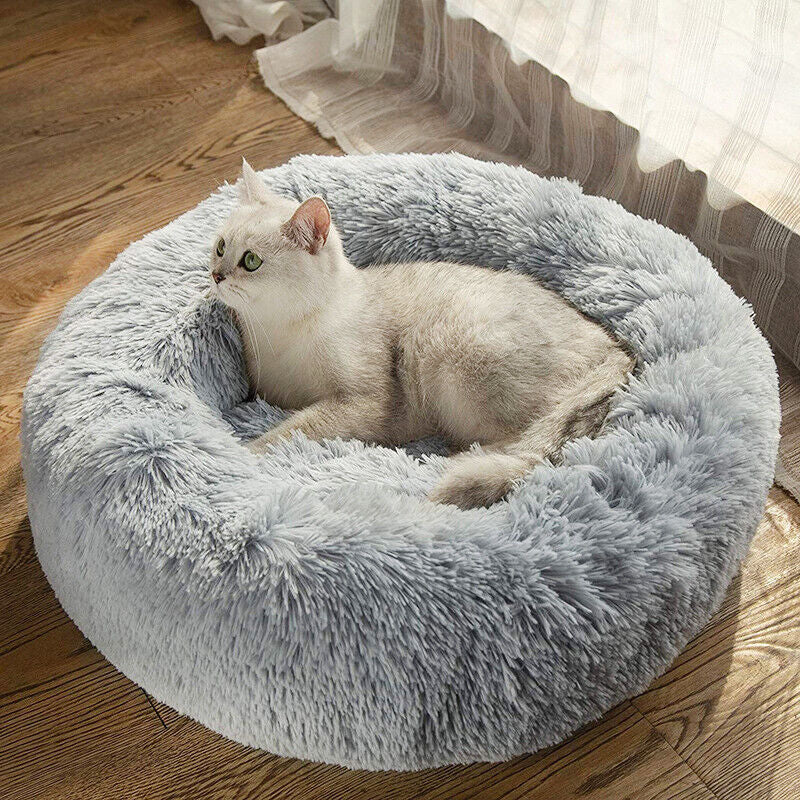 Extra Large Plush Calming Donut Bed for Dogs and Cats