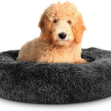 Washable Plush Donut Bed for Dogs and Cats | Calming Anti-Anxiety Pet Bed | Soft Faux Fur Surface | Sizes Small to XL