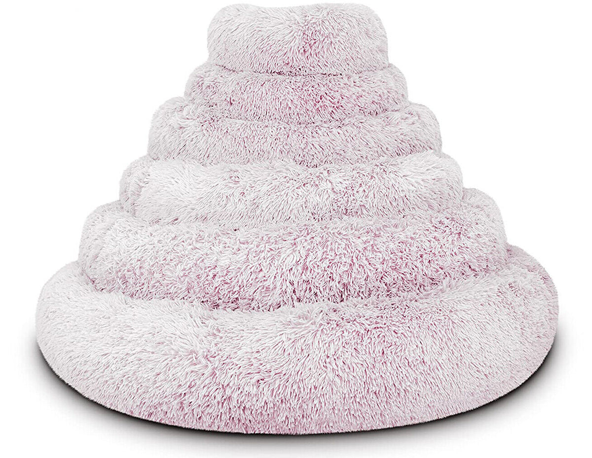Washable Plush Donut Bed for Dogs and Cats | Calming Anti-Anxiety Pet Bed | Soft Faux Fur Surface | Sizes Small to XL