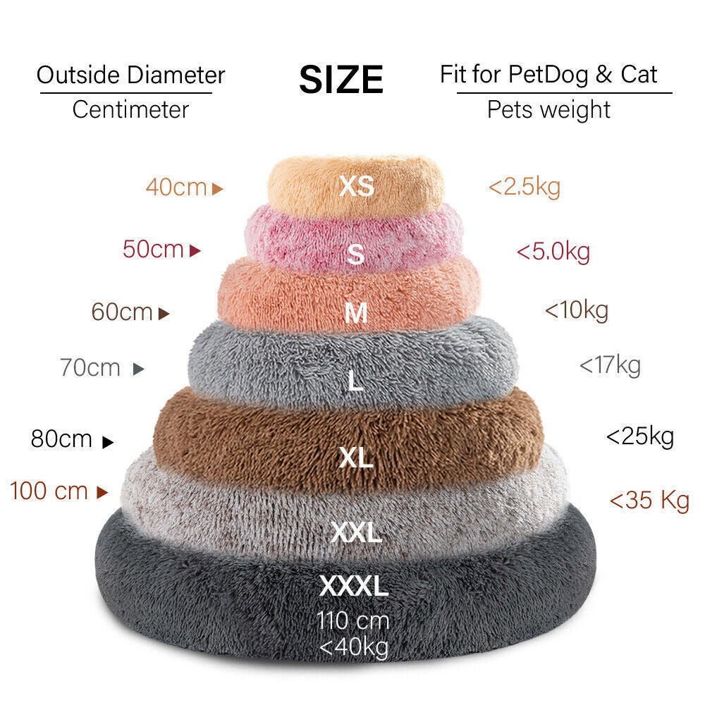 Comfy Calming Donut Extra Large Dog Cat Beds Warm Bed Pet round Plush Puppy Beds