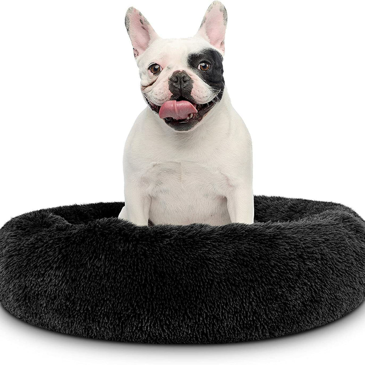 Washable Plush Donut Bed for Dogs and Cats | Calming Anti-Anxiety Pet Bed | Soft Faux Fur Surface | Sizes Small to XL