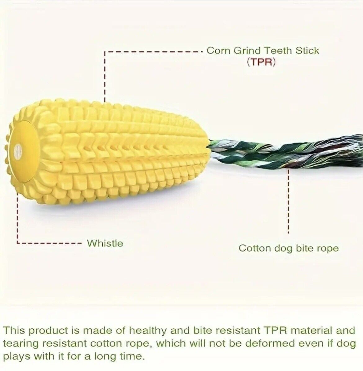 Dog Puppy Corn Chew Toys, Indestructible Squeaky Toy for Teething and Boredom UK