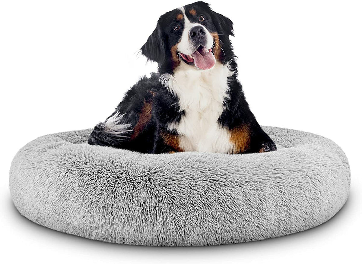 Washable Plush Donut Bed for Dogs and Cats | Calming Anti-Anxiety Pet Bed | Soft Faux Fur Surface | Sizes Small to XL