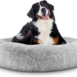Washable Plush Donut Bed for Dogs and Cats | Calming Anti-Anxiety Pet Bed | Soft Faux Fur Surface | Sizes Small to XL