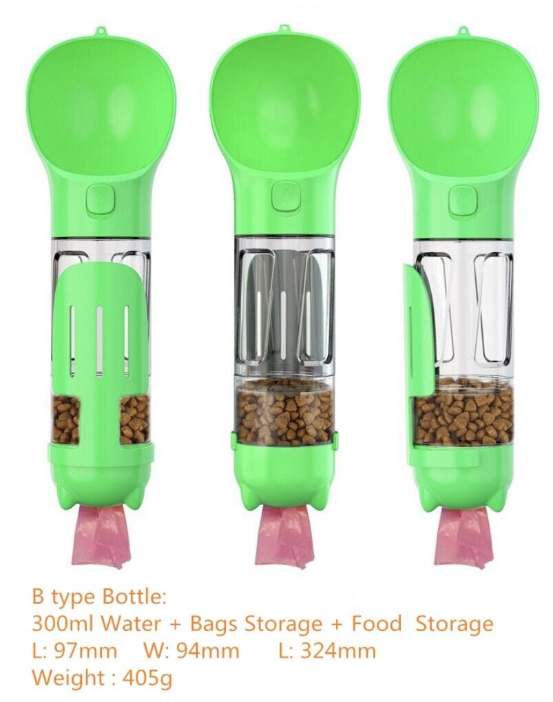 Portable Pet Water Bottle | 2-in-1 Dog Dispenser with Poo Bags | Travel Hydration & Cleanup