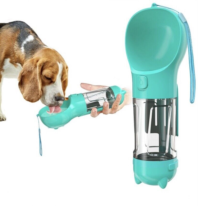 Portable Pet Water Bottle | 2-in-1 Dog Dispenser with Poo Bags | Travel Hydration & Cleanup