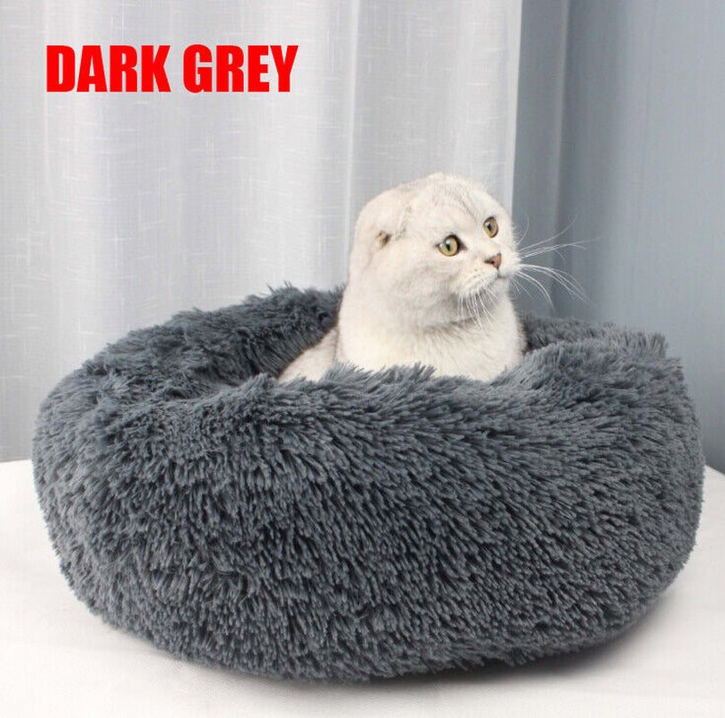 Extra Large Plush Calming Donut Bed for Dogs and Cats