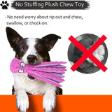 Squeaky Dog Interactive Play Toy,No Stuffing Octopus Dog Chew Toy with Crinkle Paper for Medium and Large Dog Playing(Purple)