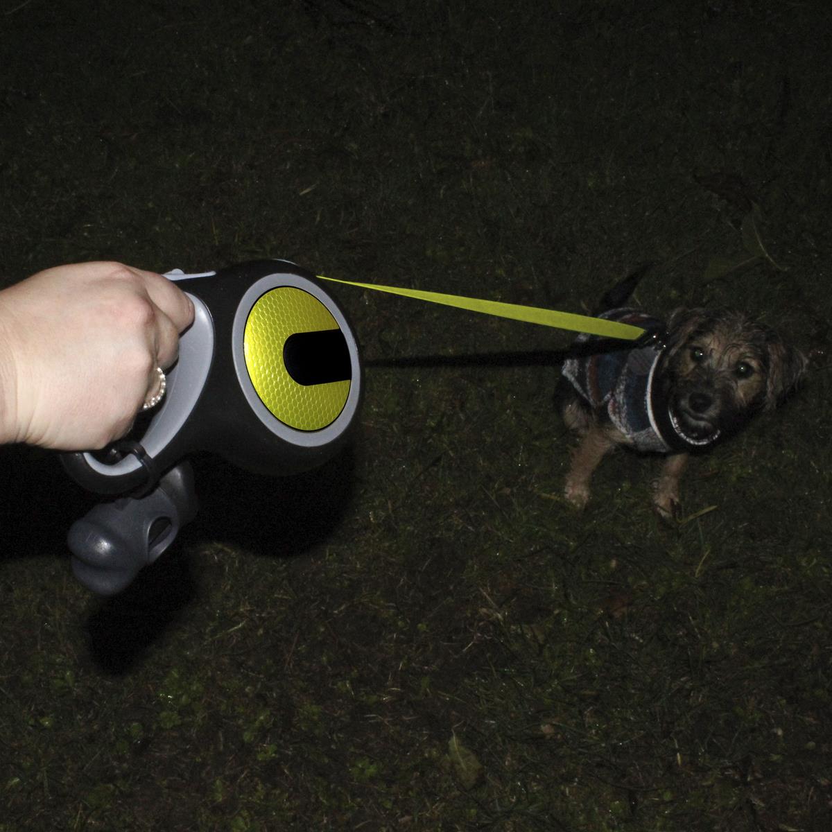 Reflective Retractable Dog Lead | Extendable Neon Hi-Viz Pet Leash for Night Walks 5M/8M