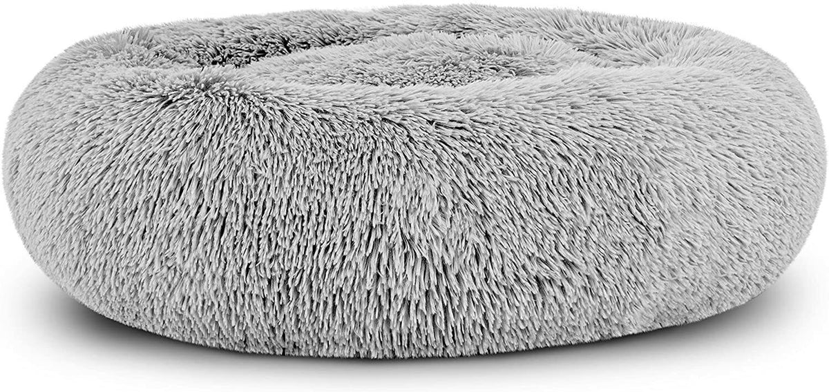 Washable Plush Donut Bed for Dogs and Cats | Calming Anti-Anxiety Pet Bed | Soft Faux Fur Surface | Sizes Small to XL