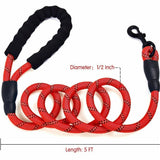 5FT Braided Rope Leash for Dogs | Strong Reflective Lead | Soft Comfort Grip | Medium/Large Dog Walks
