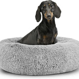 Washable Plush Donut Bed for Dogs and Cats | Calming Anti-Anxiety Pet Bed | Soft Faux Fur Surface | Sizes Small to XL