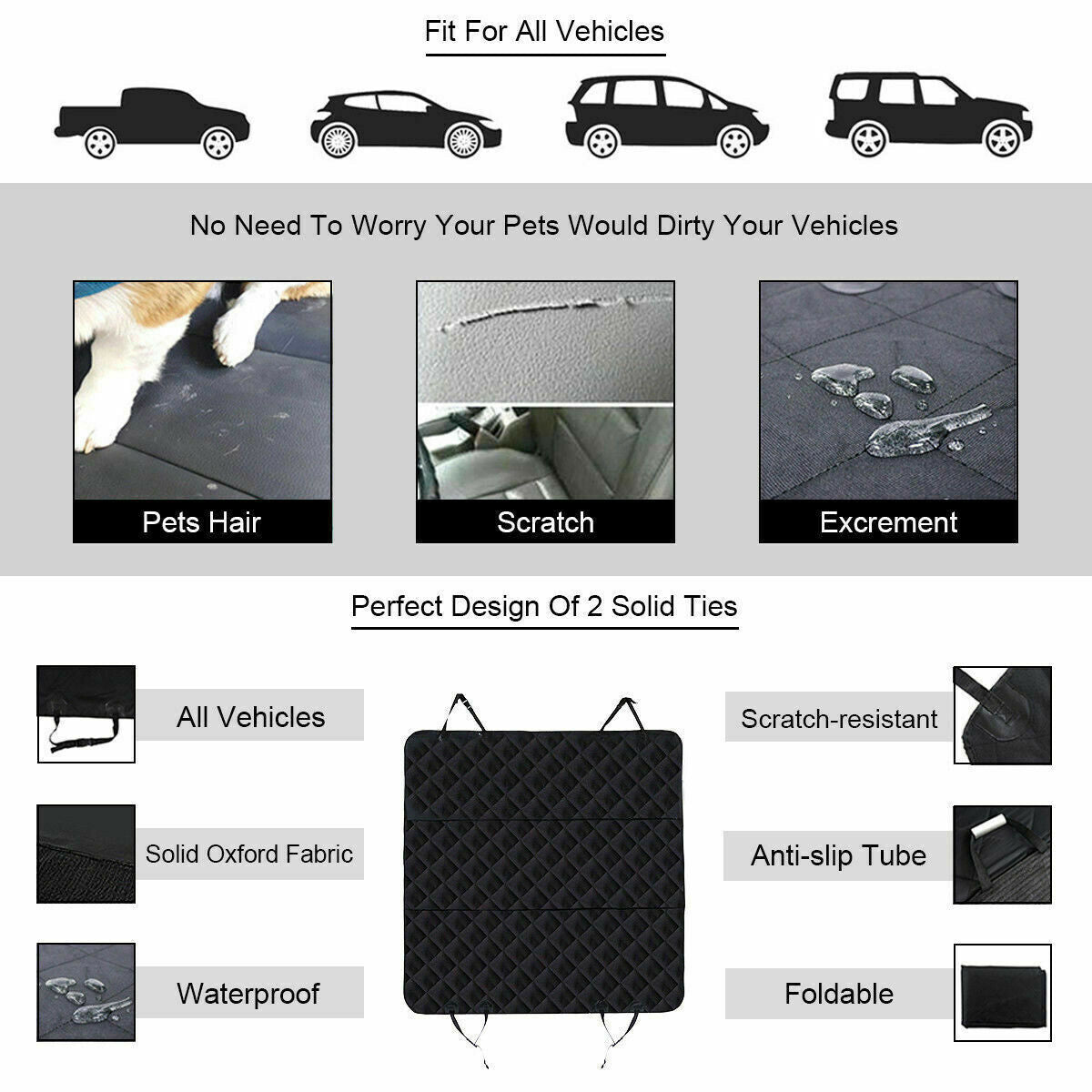 Dog Cat Car Hammock Cover | 100% Waterproof Pet Seat Protector | Rear Car Mat