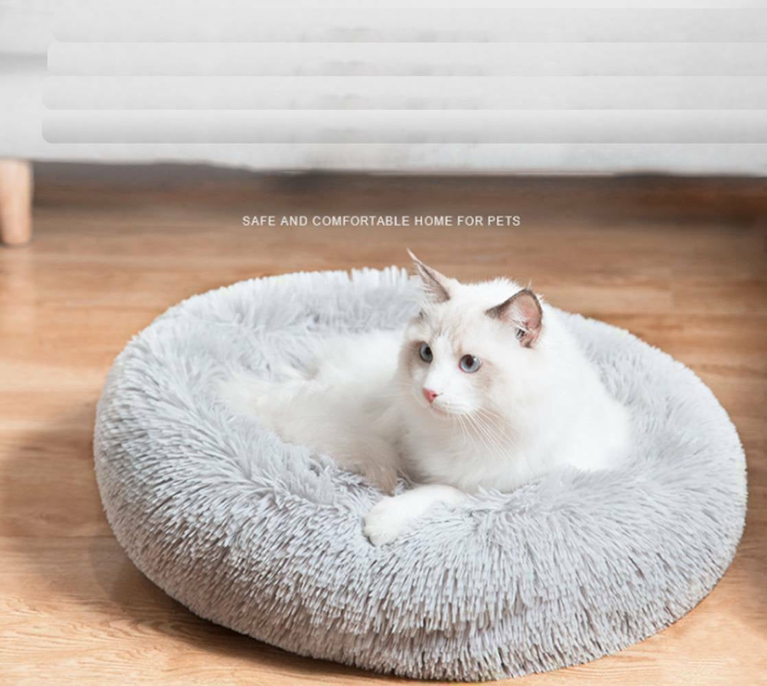 Extra Large Plush Calming Donut Bed for Dogs and Cats