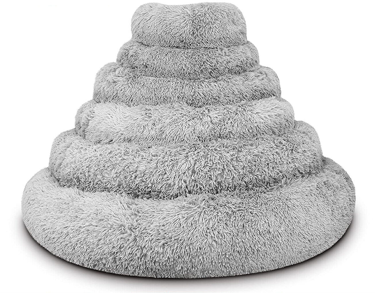 Washable Plush Donut Bed for Dogs and Cats | Calming Anti-Anxiety Pet Bed | Soft Faux Fur Surface | Sizes Small to XL
