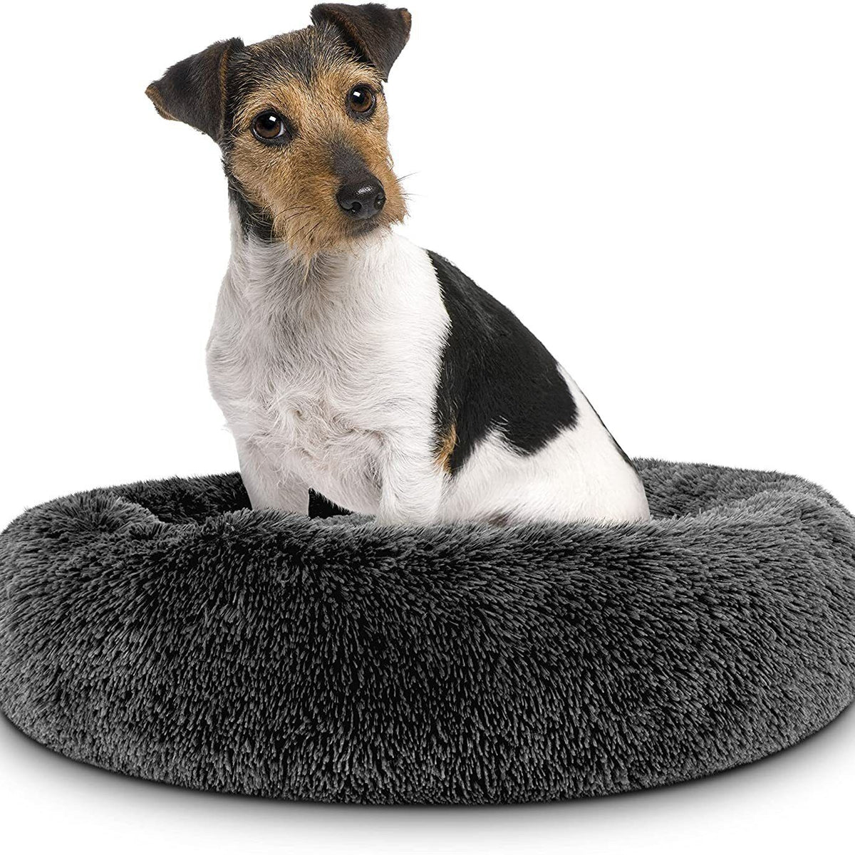 Washable Plush Donut Bed for Dogs and Cats | Calming Anti-Anxiety Pet Bed | Soft Faux Fur Surface | Sizes Small to XL