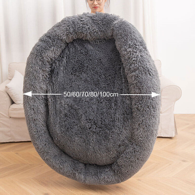 Comfy Calming Donut Extra Large Dog Cat Beds Warm Bed Pet round Plush Puppy Beds