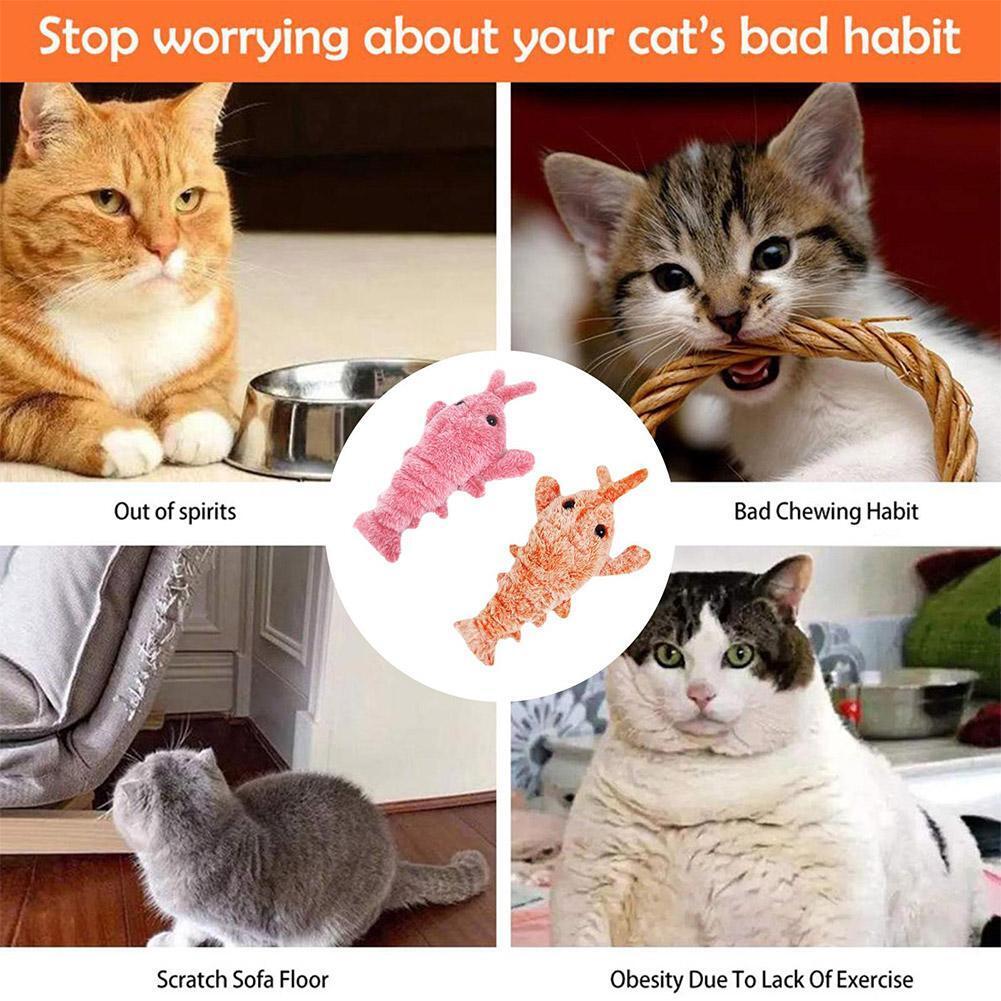 Electric Shrimp Cat Toy | Lifelike Motion Toy for Cats | USB Charging | Soft Washable Fabric