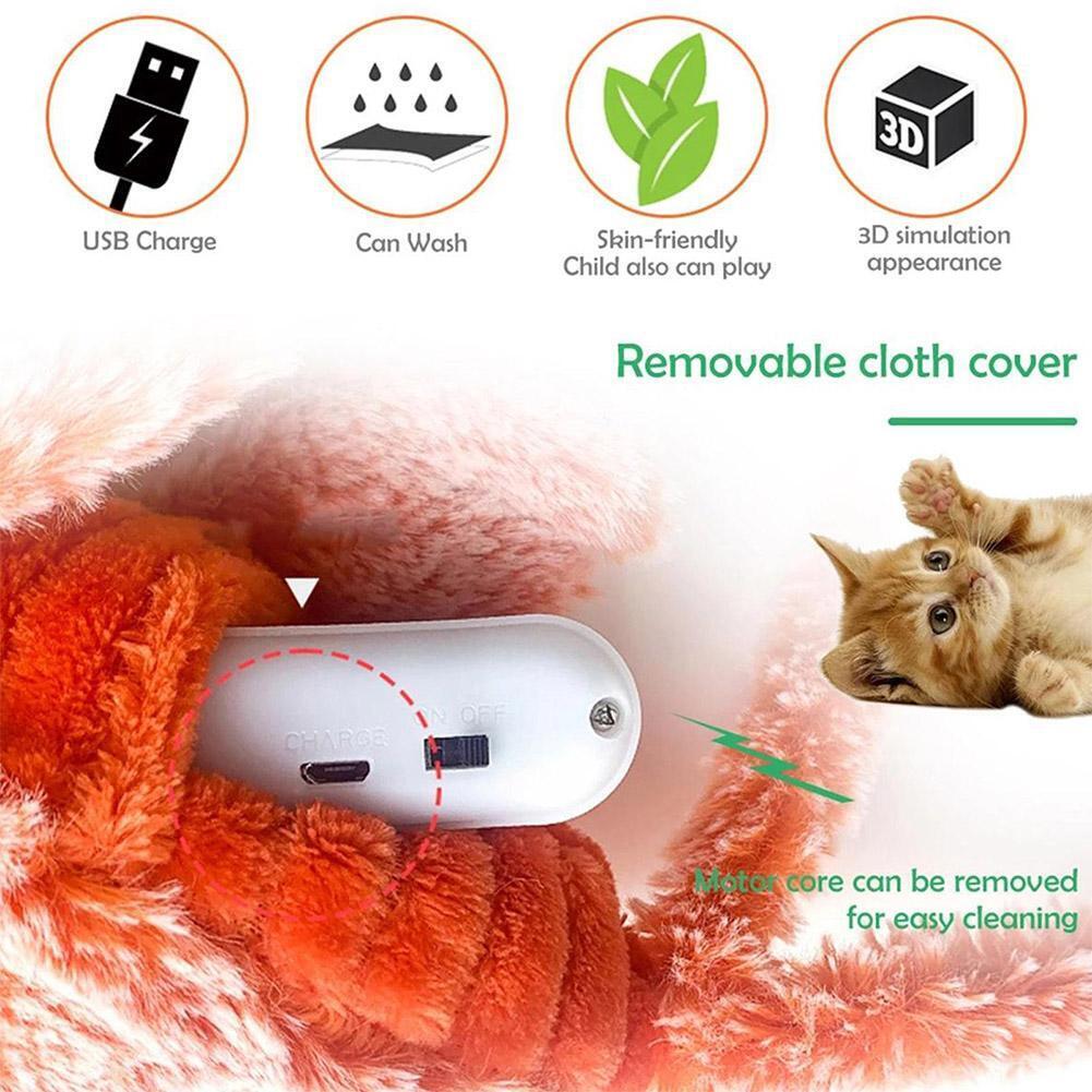 Electric Shrimp Cat Toy | Lifelike Motion Toy for Cats | USB Charging | Soft Washable Fabric