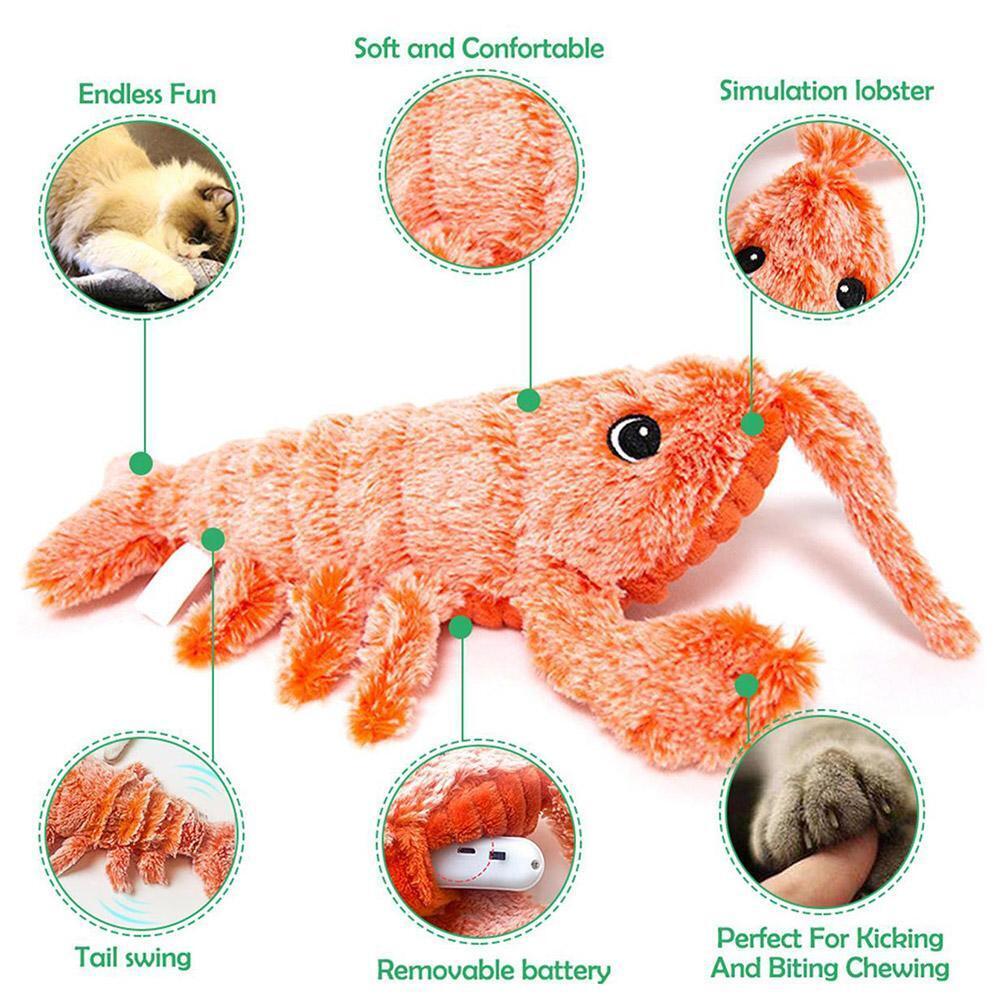 Electric Shrimp Cat Toy | Lifelike Motion Toy for Cats | USB Charging | Soft Washable Fabric