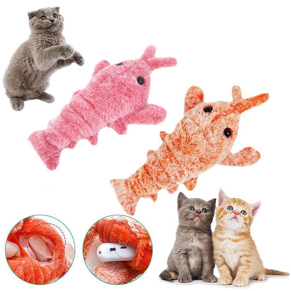 Electric Shrimp Cat Toy | Lifelike Motion Toy for Cats | USB Charging | Soft Washable Fabric