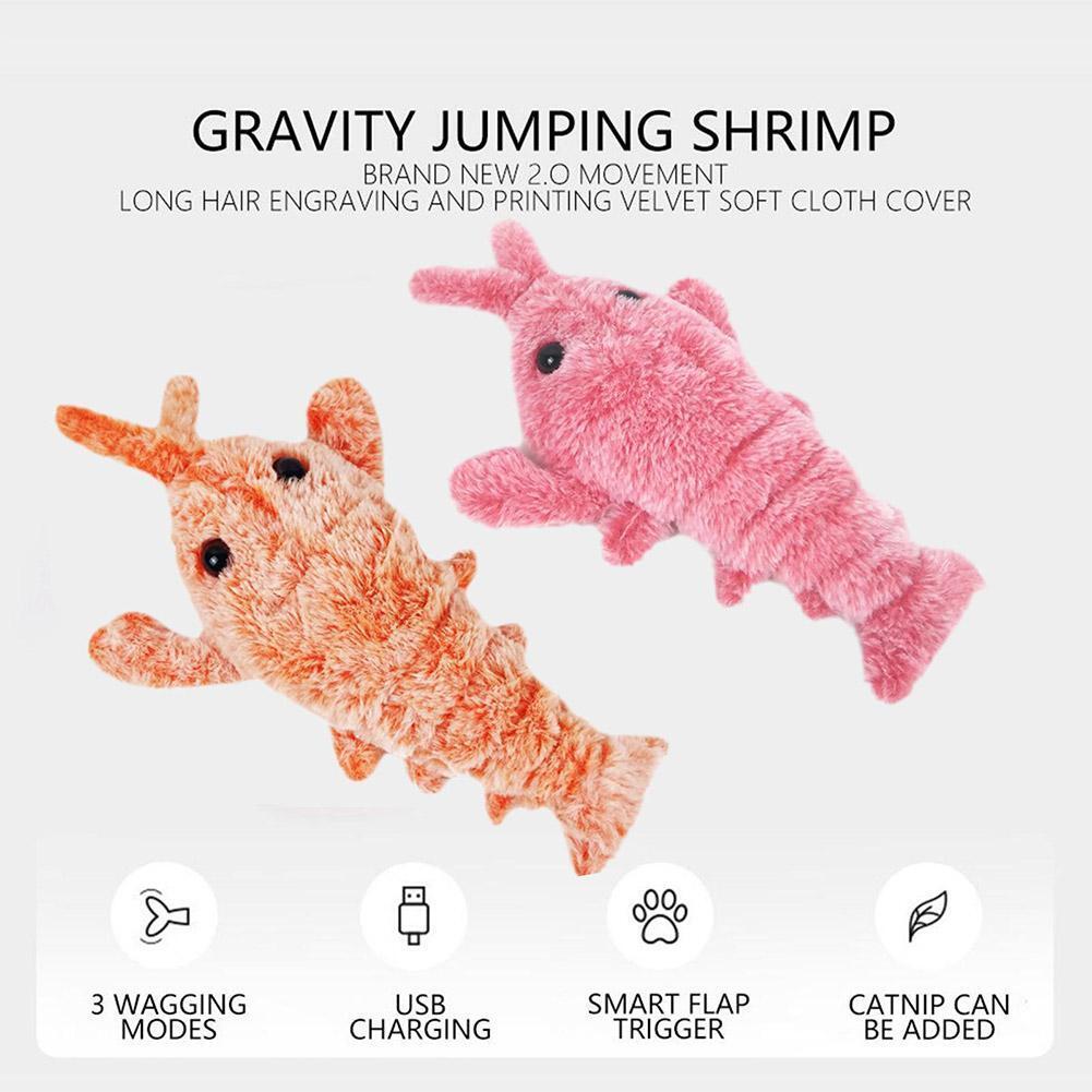 Electric Shrimp Cat Toy | Lifelike Motion Toy for Cats | USB Charging | Soft Washable Fabric