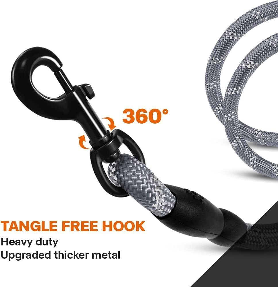 5FT Braided Rope Leash for Dogs | Strong Reflective Lead | Soft Comfort Grip | Medium/Large Dog Walks