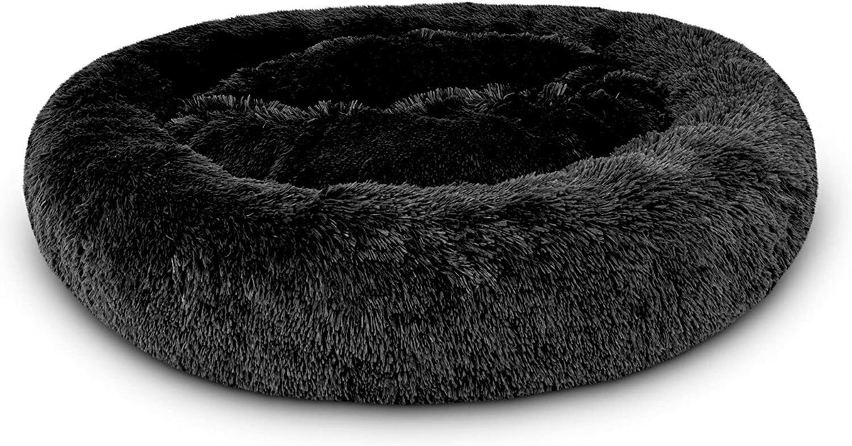 Washable Plush Donut Bed for Dogs and Cats | Calming Anti-Anxiety Pet Bed | Soft Faux Fur Surface | Sizes Small to XL