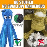 Squeaky Dog Soft Toy, No Stuffed Octopus Dog Chew Toy with Crinkle Paper Plush Dog Teeth Cleaning Toy for Medium Large Dog (Blue)