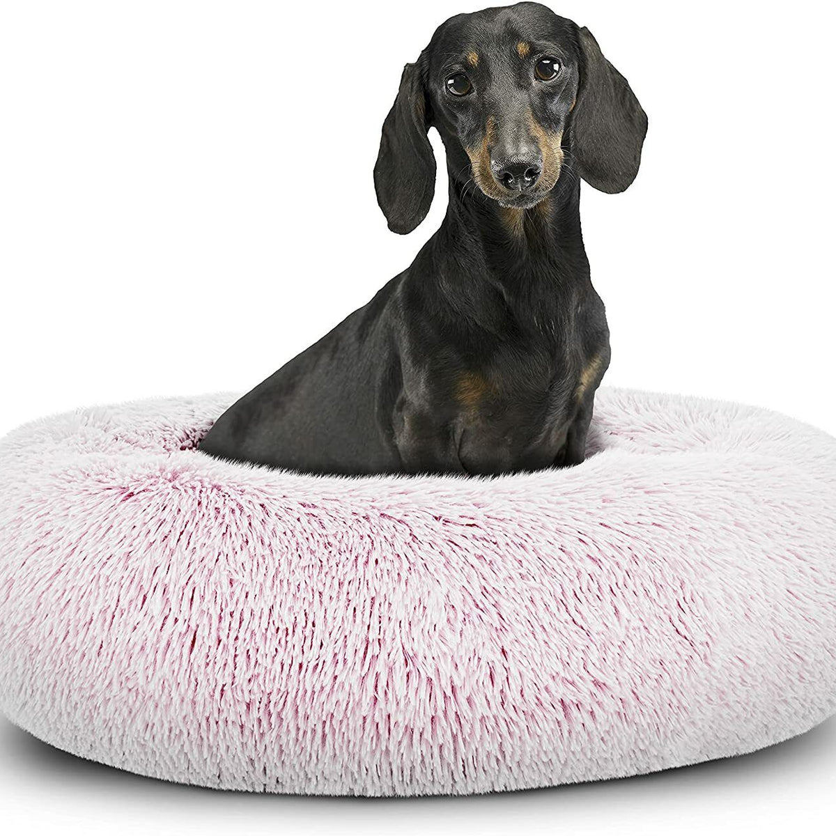 Washable Plush Donut Bed for Dogs and Cats | Calming Anti-Anxiety Pet Bed | Soft Faux Fur Surface | Sizes Small to XL