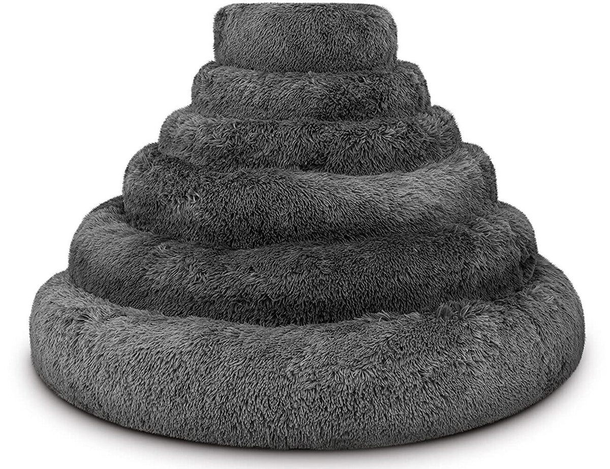 Washable Plush Donut Bed for Dogs and Cats | Calming Anti-Anxiety Pet Bed | Soft Faux Fur Surface | Sizes Small to XL