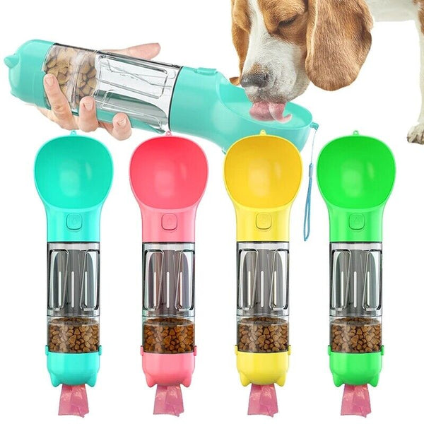 Portable Pet Water Bottle | 2-in-1 Dog Dispenser with Poo Bags | Travel Hydration & Cleanup