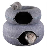 Donut Pet Cat Tunnel Interactive Play Toy Cat Bed Dual Use Ferrets Rabbit Bed Tunnels Indoor Toys Cats House Kitten Training Toy