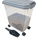 Clear Airtight Pet Food Storage Bin | Wheels for Easy Moving | Dog Cat Dry Feed Container 20L/30L/40L