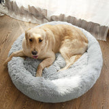 Extra Large Plush Calming Donut Bed for Dogs and Cats