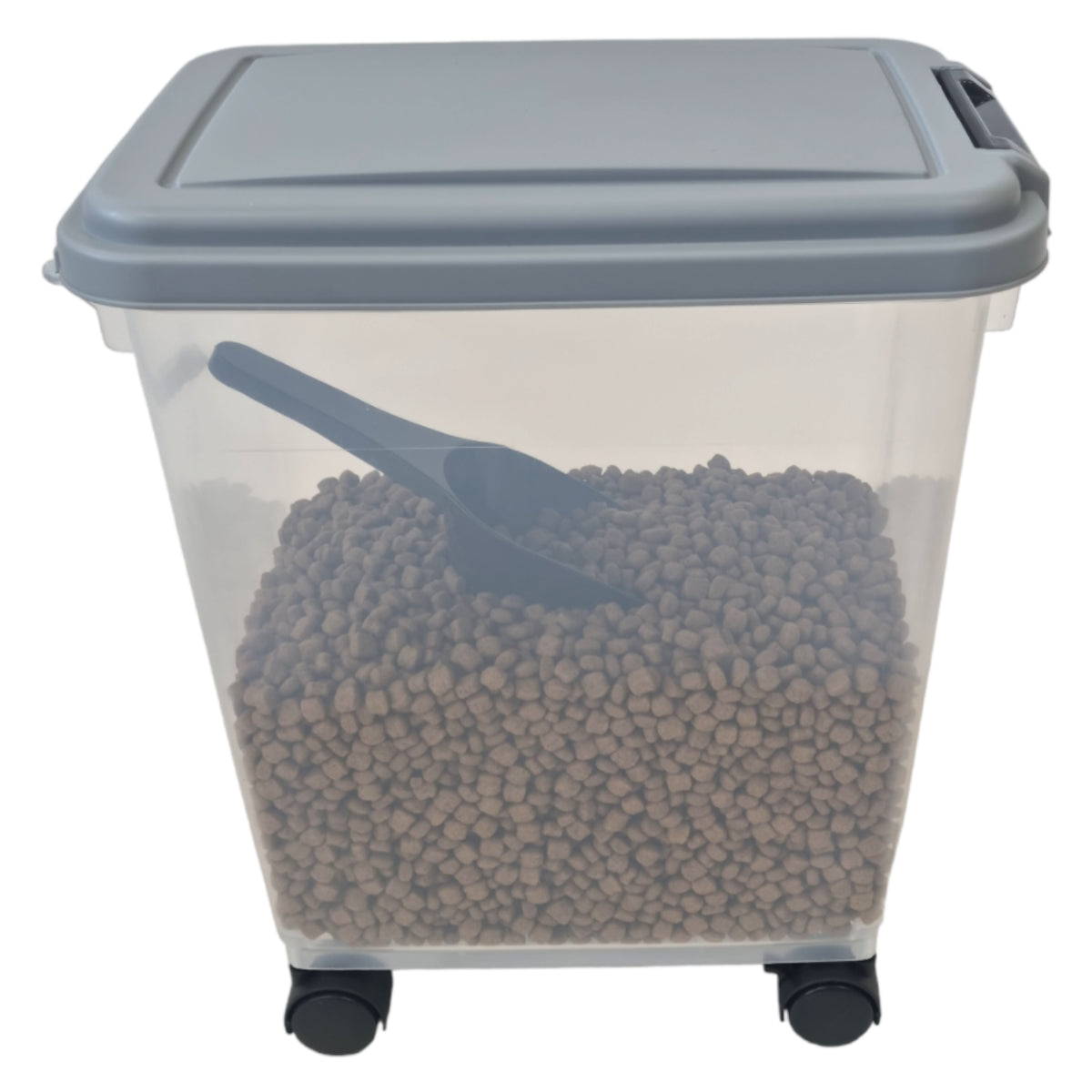 Clear Airtight Pet Food Storage Bin | Wheels for Easy Moving | Dog Cat Dry Feed Container 20L/30L/40L